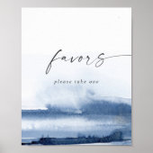 Modern waterverf | Blauw trouwgunst teken Poster (Voorkant)