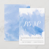 Modern waterverf blauw winterbruiloft RSVP antwoor (Voorkant / Achterkant)