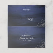 Modern Waterverf Blauw Zilveren Tafelnummer Plaatskaartje (Buitenkant ongevouwen)