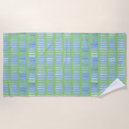 Modern Waterverf blauwe lijnen op groen Strandlaken