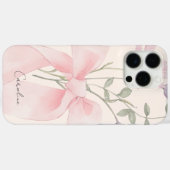 Modern Waterverf Bloemen Stijlvol Roze Bow Script Case-Mate iPhone Case (Achterkant (horizontaal))