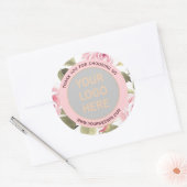 Modern Waterverf Bloemendesign Roze Uw Logo Ronde Sticker (Envelop)