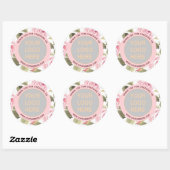Modern Waterverf Bloemendesign Roze Uw Logo Ronde Sticker (Vel)