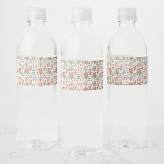 Modern Waterverf bloempatroon Waterfles Etiket (Flessen)