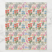 Modern Waterverf bloempatroon Wijn Etiket (Enkel label)