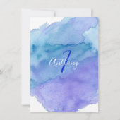 Modern Waterverf Blue Boy POOL VERJAARDAGSFEEST Kaart (Achterkant)