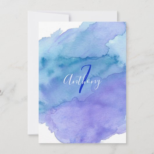 Modern Waterverf Blue Boy POOL VERJAARDAGSFEEST Kaart (Achterkant)