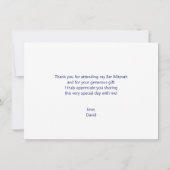 Modern Waterverf Blue Gold Bar Mitzvah Hebrew Bedankkaart (Achterkant)