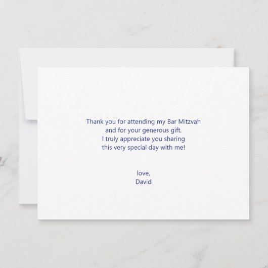 Modern Waterverf Blue Gold Bar Mitzvah Hebrew Bedankkaart (Achterkant)