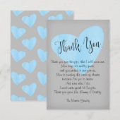 Modern Waterverf Blue Heart Boy Baby shower Bedankkaart (Voorkant / Achterkant)