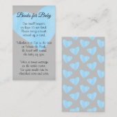 Modern Waterverf Blue Heart Boy Baby shower Informatiekaartje (Voorkant / Achterkant)