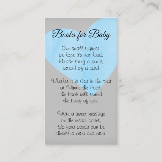 Modern Waterverf Blue Heart Boy Baby shower Informatiekaartje (Voorkant)