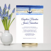 Modern Waterverf Blue Navy Gold Nautical Wedding Kaart