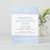 Modern Waterverf Blue OH BABY Baby shower Kaart (Staand voorkant)