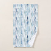 Modern Waterverf Blue Wave Stripe Pattern Bad Handdoek (Handdoek)