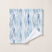 Modern Waterverf Blue Wave Stripe Pattern Bad Handdoek (Wasdoekje)
