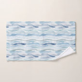 Modern Waterverf Blue Wave Stripe Pattern Bad Handdoek (Handdoek)