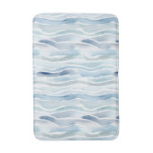 Modern Waterverf Blue Wave Stripe Pattern Badmat (Voorkant Verticaal)