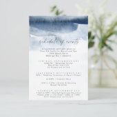 Modern Waterverf Blue Wedding Schedule of Events Informatiekaartje (Staand voorkant)