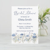 Modern Waterverf Blue Wildflower Vrijgezellenfeest Kaart (Staand voorkant)