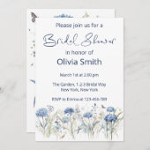 Modern Waterverf Blue Wildflower Vrijgezellenfeest Kaart (Voorkant / Achterkant)