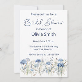 Modern Waterverf Blue Wildflower Vrijgezellenfeest Kaart