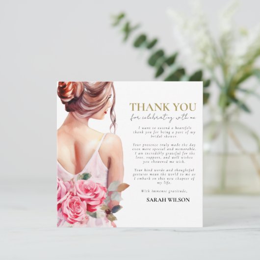 Modern Waterverf bruiloft Vrijgezellenfeest, dank  (Staand voorkant)