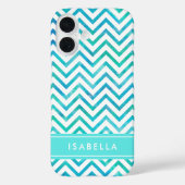 Modern Waterverf Chevron Pattern Blauw en Wit Case-Mate iPhone Case (Achterkant)