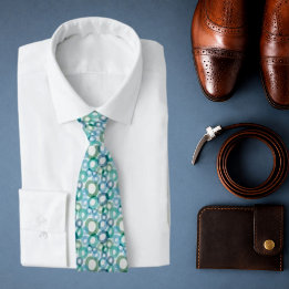 Modern Waterverf Cirkelpatroon Blauw & Turquoise Stropdas