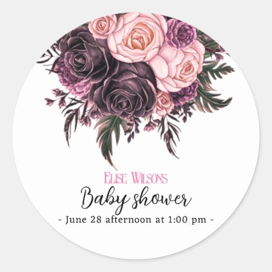 Modern waterverf cupcake baby shower ronde sticker (Voorkant)