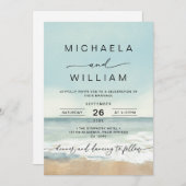 Modern Waterverf Destination Beach Wedding Kaart (Voorkant / Achterkant)