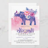 Modern Waterverf Diwali Festival Kaart (Voorkant / Achterkant)