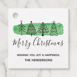Modern Waterverf Doodle Christmas Label