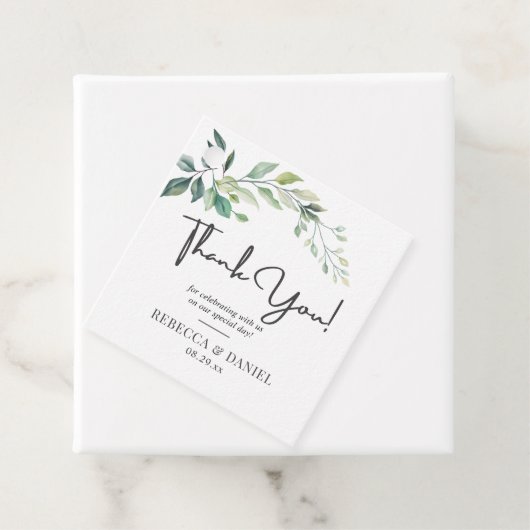 Modern Waterverf Eucalyptus Bladeren Groenelemente Bedankjes Labels (In situ)