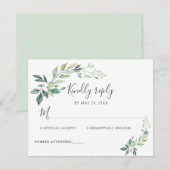 Modern Waterverf Eucalyptusbladeren Groene Beplant RSVP Kaartje (Voorkant / Achterkant)