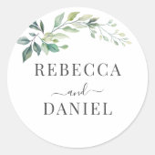 Modern Waterverf Eucalyptusbladeren Groenerij Ronde Sticker (Voorkant)