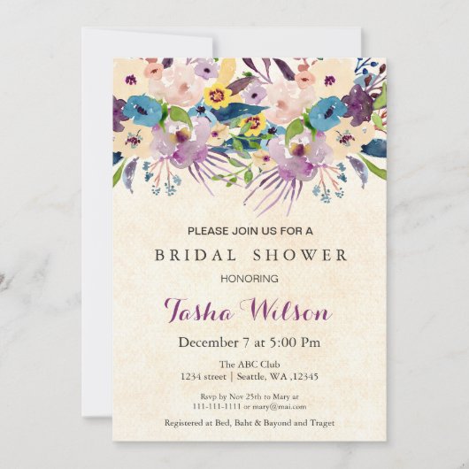 modern waterverf floral Vrijgezellenfeest Invite Kaart (Voorkant)