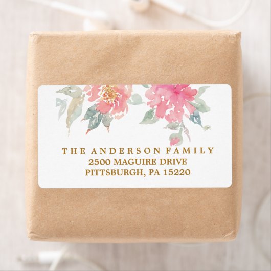 MODERN WATERVERF FLOWER Retouradreslabel Etiket (Insitu)