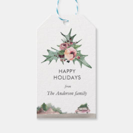 modern waterverf foliage Holiday Gift Label Cadeaulabel