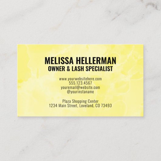 Modern Waterverf geel monogram Visitekaartje (Achterkant)