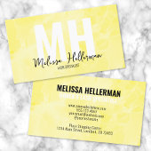 Modern Waterverf geel monogram Visitekaartje
