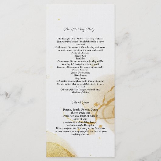 Modern Waterverf Gold-programma Programmakaart (Achterkant)