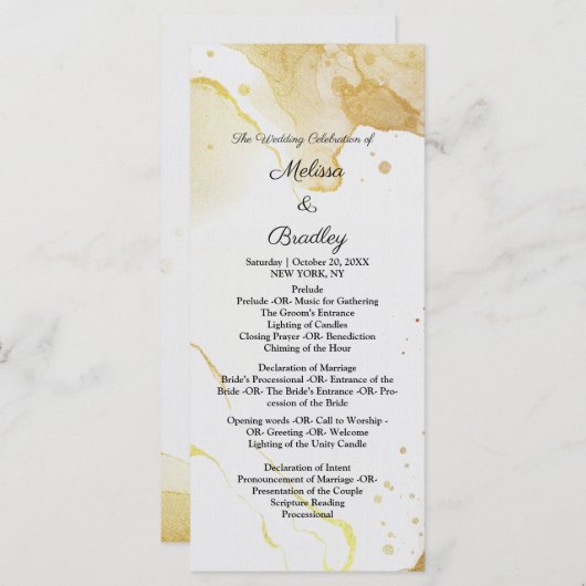 Modern Waterverf Gold-programma Programmakaart (Voorkant / Achterkant)