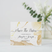 Modern Waterverf Gold Save the Date Briefkaart (Staand voorkant)