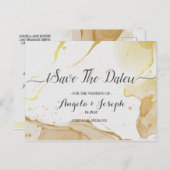 Modern Waterverf Gold Save the Date Briefkaart (Voorkant / Achterkant)