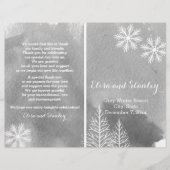 Modern waterverf grijs gevouwen trouwprogramma (Voorkant)