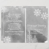 Modern waterverf grijs gevouwen trouwprogramma (Voorkant / Achterkant)