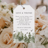 modern Waterverf groen bos met sneeuw Cadeaulabel