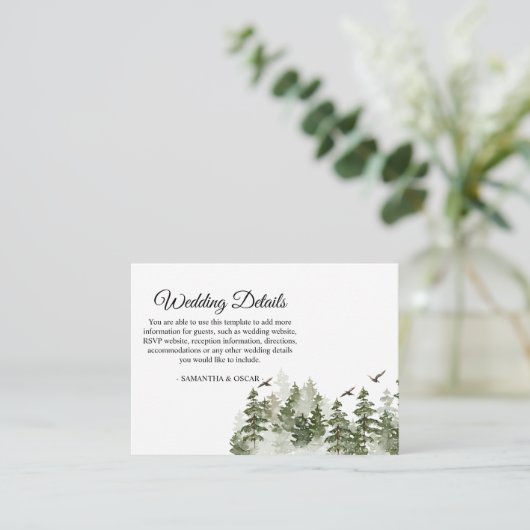 modern Waterverf groen bos met sneeuw Informatiekaartje (Staand voorkant)