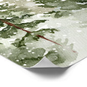 modern Waterverf groen bos met sneeuw Poster (Hoek)